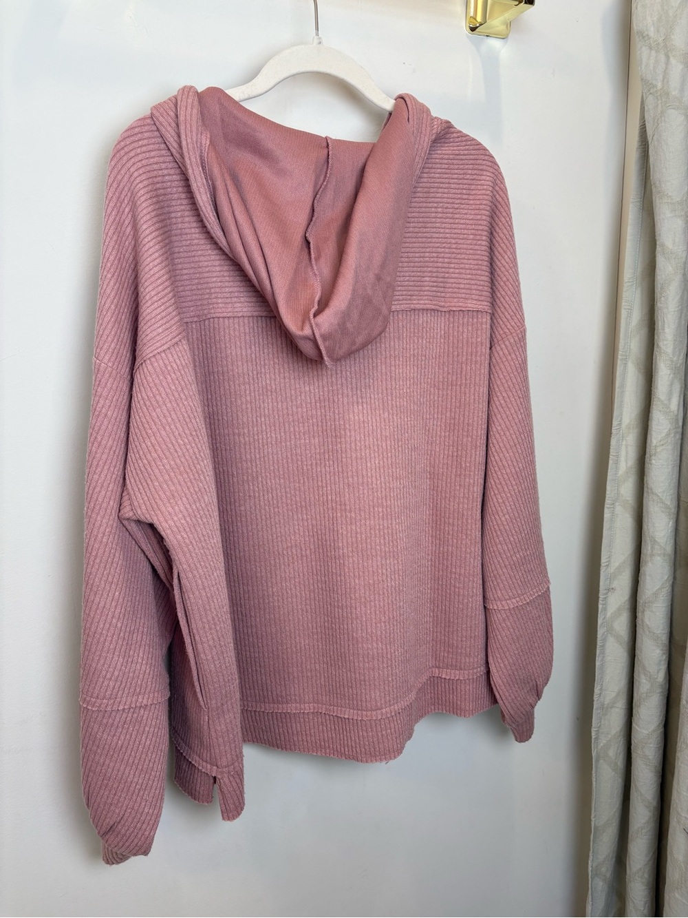 New in by Very J Boutique Pink Ribbed Knit Hoodie - Picture 2 of 5
